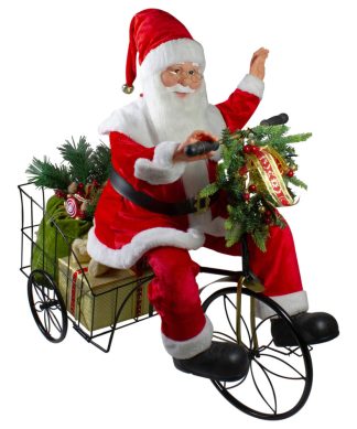 32" Pre-Lit LED Animated & Musical Santa Claus Riding a Tricycle Figurine