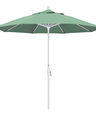 9' Matted White Collar Tilt Crank Aluminum Umbrella, Spa Pacifica