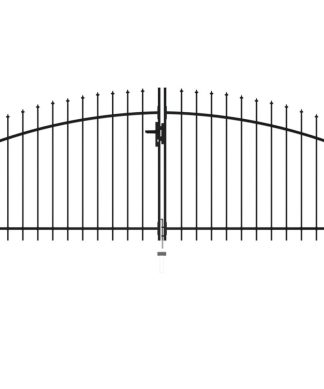 vidaXL Double Door Fence Gate with Spear Top 118.1"x59.1" Outdoor Barrier