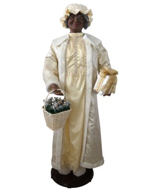 58" African American Dancing Mrs. Claus With Gift and Basket, Home Decor