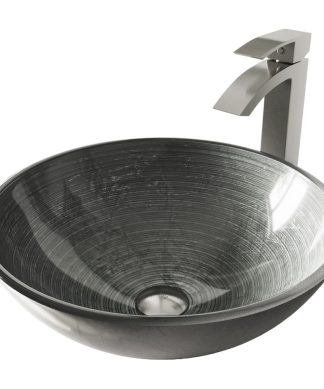 VIGO Simply Silver Glass Vessel Sink and Duris Faucet