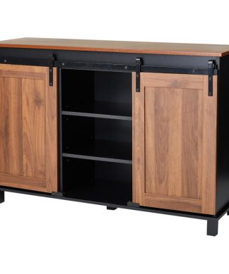 47.25"L Modern Industrial Large Black/Walnut Storage Sideboard