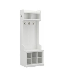 Woodland 24W Hall Tree and Shoe Bench with Shelves in White - Engineered Wood