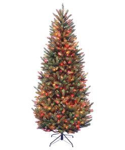 7 1/2' Natural Fraser Slim Fir Hinged Tree With 600 Multi Lights