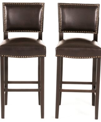 William Contemporary Bonded Leather Barstools, Set of 2
