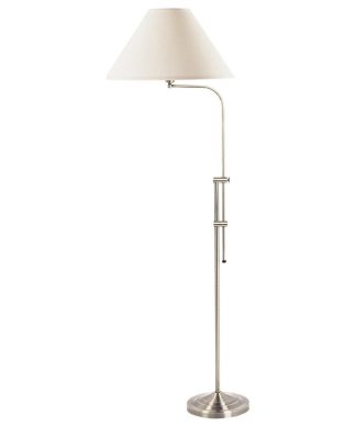 3 Way Metal Floor Lamp with and Adjustable Height Mechanism, Silver