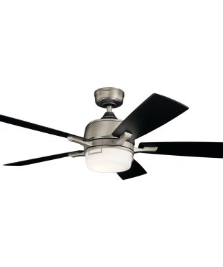 52" Leeds Fan LED, Brushed Nickel/Black and Silver Blades
