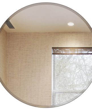 42 Inch Round Beveled Polished Frameless Wall Mirror with Hooks