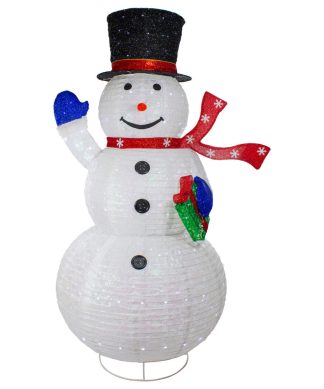 71" LED Lighted White Iridescent Twinkling Snowman Outdoor Christmas Decoration