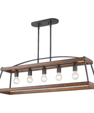 5 Light Linear Pendant in Durable style - 12.25 Inches high by 40 Inches wide