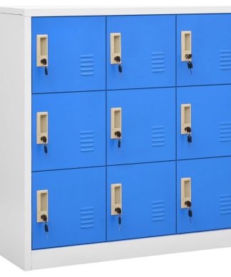 vidaXL Locker Cabinet Light Gray and Blue Steel Storage Cabinet Furniture
