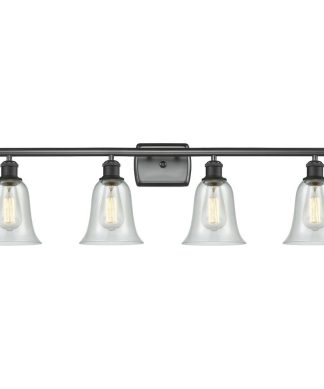 4-Light Hanover 36" Bath Fixture, Matte Black, Shade: Fishnet