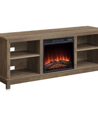 58" Charmant Fireplace TV Stand With Remote Control Storage Shelves, Wood