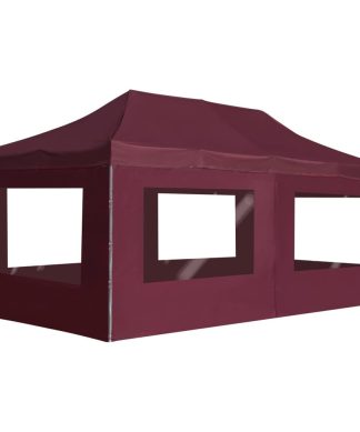 vidaXL Professional Folding Party Tent with Walls Aluminum 19.7' Wine Red