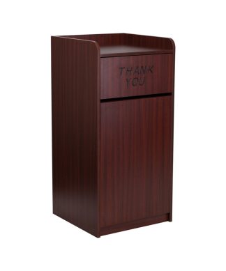 Wood Tray Top Receptacle, Mahogany Finish