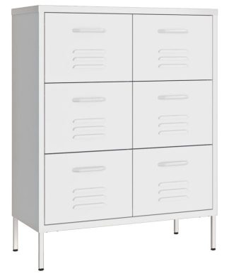 vidaXL Drawer Cabinet White Steel Home Sideboard Cupboard Display Cabinet