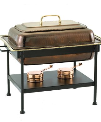 23" x13"x19" Rectangular Ant. Cop. over S/S Chafing Dish, 8 Qt.