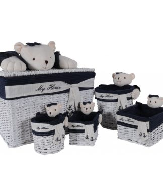 15.5" X 23.5" X 22" Whitebluerectangularbear Design Basket Set of 5