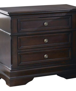 Wood Nightstand with 3 Drawers, Cappuccino