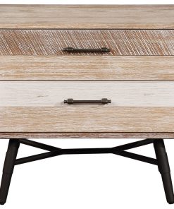 2 Drawers Nightstand With Metal Handles, Rough Sawn Multi