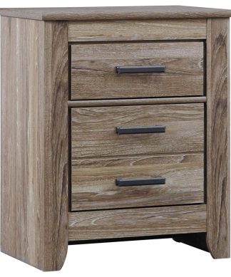 2 Drawer Nightstand, Sleek Design With Rustic Details and Warm Gray Finish