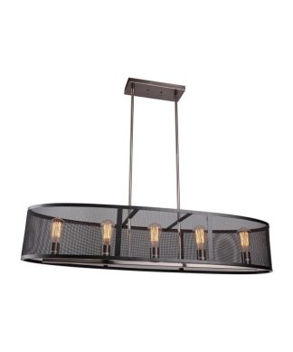 Woodbridge Lighting Drake 5-Light ST64 Linear Pendant in Antique Nickel/Black