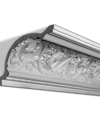 11-3/4" Face, Ornate Leaves Polyurethane Crown Moulding, 2-Pack