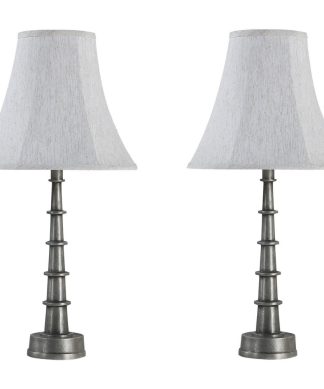 40219-12, Two Pack - 28 1/2" Metal Table Lamp, Antique Raw Nickel Finish