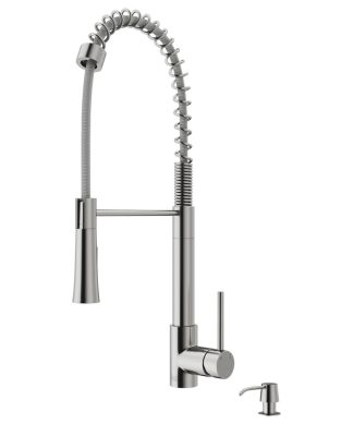 VIGO Laurelton Pull-Down Kitchen Faucet With Soap Dispenser, Stainless Steel