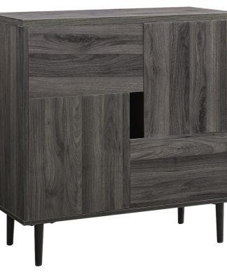 30" Modern Color Pop Accent Cabinet, Slate Gray/Red Interior