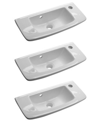 Wall Mount Small Vessel Sink With Overflow and Single Faucet Hole Set of 3