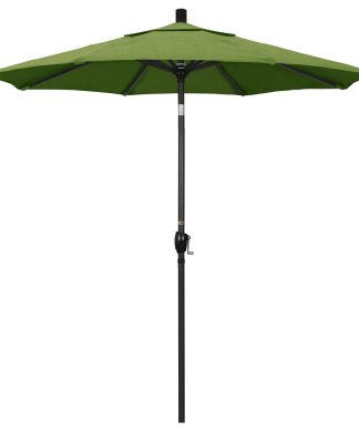 7.5' Black Push-Button Tilt Crank Aluminum Umbrella Spectrum Cilantro Sunbrella