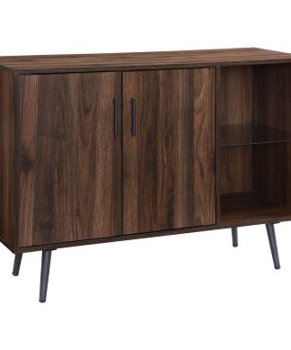 44" Midcentury Modern Asymmetrical Sideboard, Dark Walnut