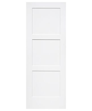 3-Panel Kimberly Bay Door, Interior Slab Shaker, White, 80"x28"x1.375"