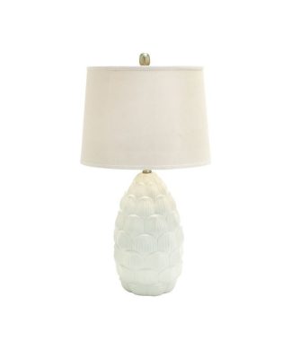 White Polystone Rustic Table Lamp Set of 2 28"H