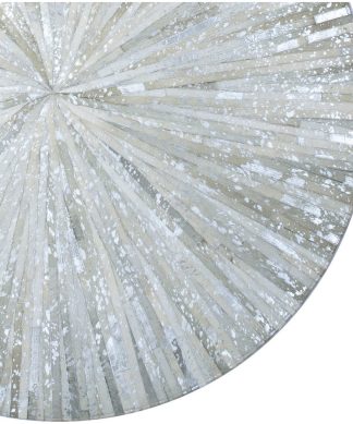 White Leather Hair-On Hide Matador Rug, 4x4'
