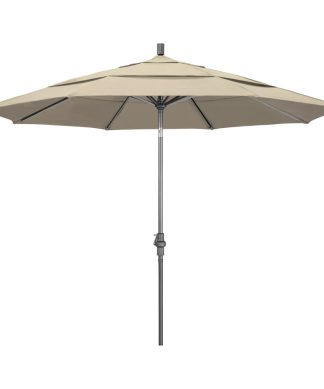 11' Grey Collar Tilt Crank Aluminum Umbrella, Beige Pacifica