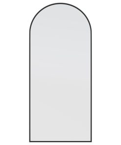 67"Hx30"W Arch Leaner Dressing Stainless Steel Framed Mirror, Black