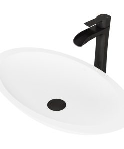 VIGO Wisteria Handmade Matte Stone Vessel Sink Set With Vessel Faucet
