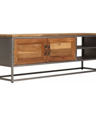 vidaXL TV Cabinet Steel Recycled Teak Wood Entertainment Centre HiFi Cabinet