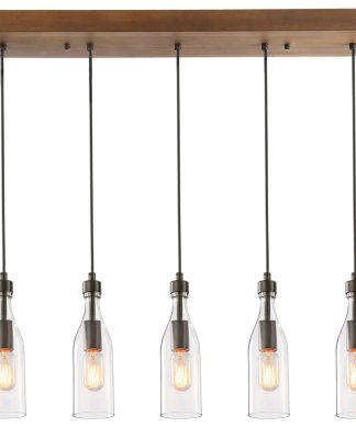 5-Light Glass Mason Jar Hanging Ceiling Pendant Kitchen Island Lighting