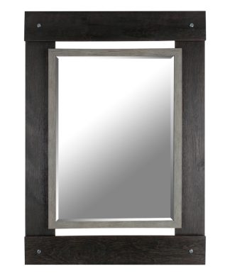 30"x43" Real Wood Wall Mirror Black Gray Wash