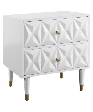 2 Drawer Geo Texture Nightstand White