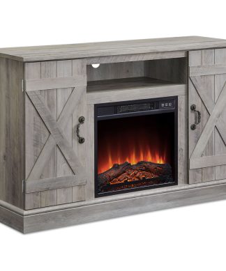 47" TV Stand Entertainment Center For TV's With Electric Fireplace, Grey Wash