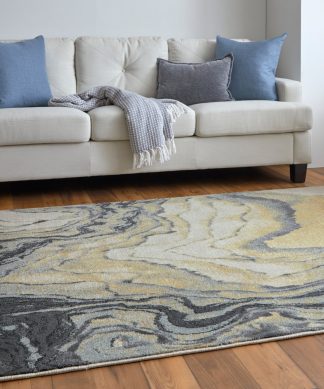 Weave & Wander Milania Watercolor Effect Rug, Gray/Yellow, 6'7"x9'6"