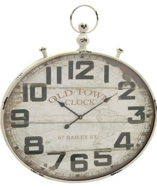 White Metal Vintage Wall Clock 36" x 3" x 32"