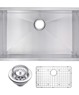 32" X 19" Zero Radius Single Bowl Stainless Steel Undermount Kitchen Sink