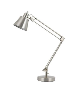 60W Metal Task Lamp With Adjustable Arms And Swivel Head, Set Of 2, Silver