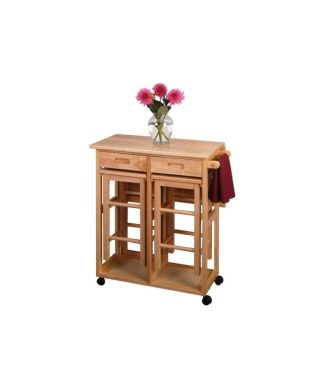 Winsome Space Saver, Drop Leaf Table With 2 Square Stools
