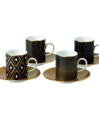 Wedgwood Arris Accent Espresso Cup and Saucer, 8-Piece Set